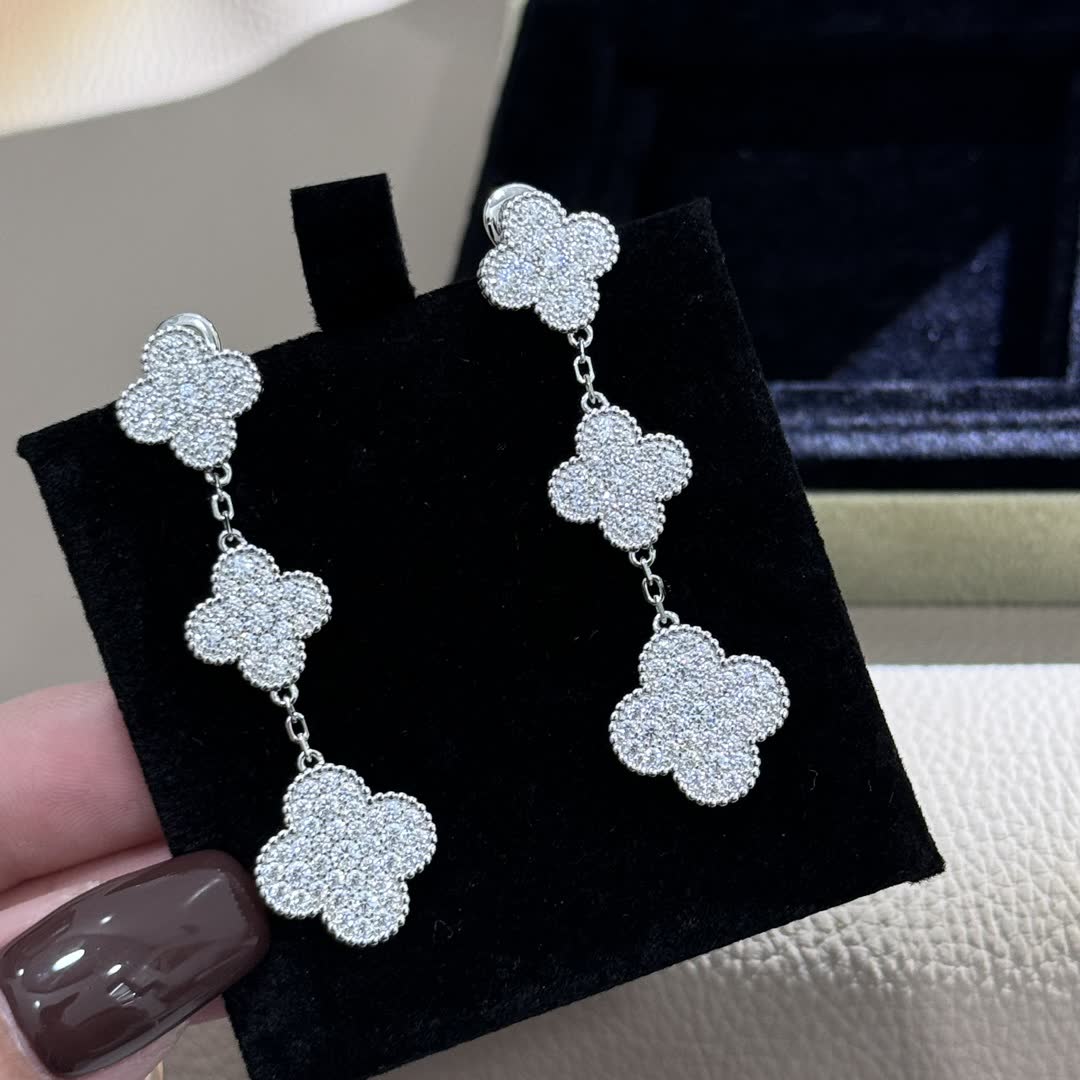 Van Cleef & Arpels Silver Clover Earrings